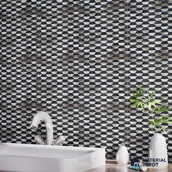 Geometric Wall & Floor Tile TL 07237 B Alpi 4002 Granula 1 ft x 1 ft Ceramic Matte Finish - 9 mm  | 2 mm Spacer is Mandatory | Please Expect a Slight Variation of Pattern (Sample)